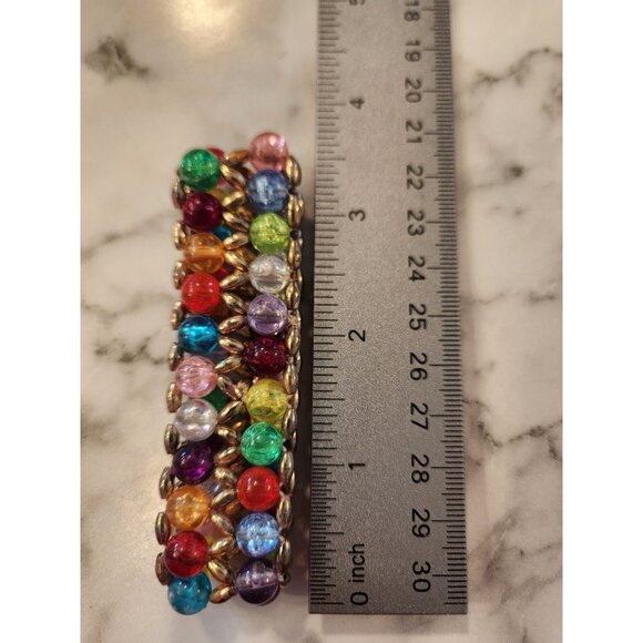 Colorful Multicolored Crystal Beaded Stretch Bracelet - Picture 4 of 4